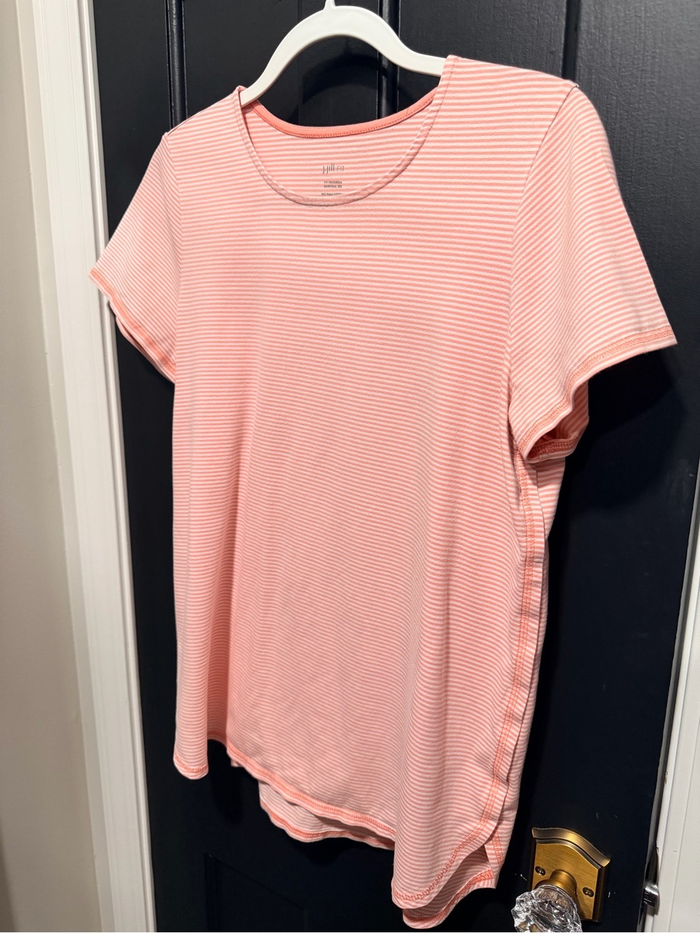J. Jill Pale Pink Striped Short Sleeve Tee